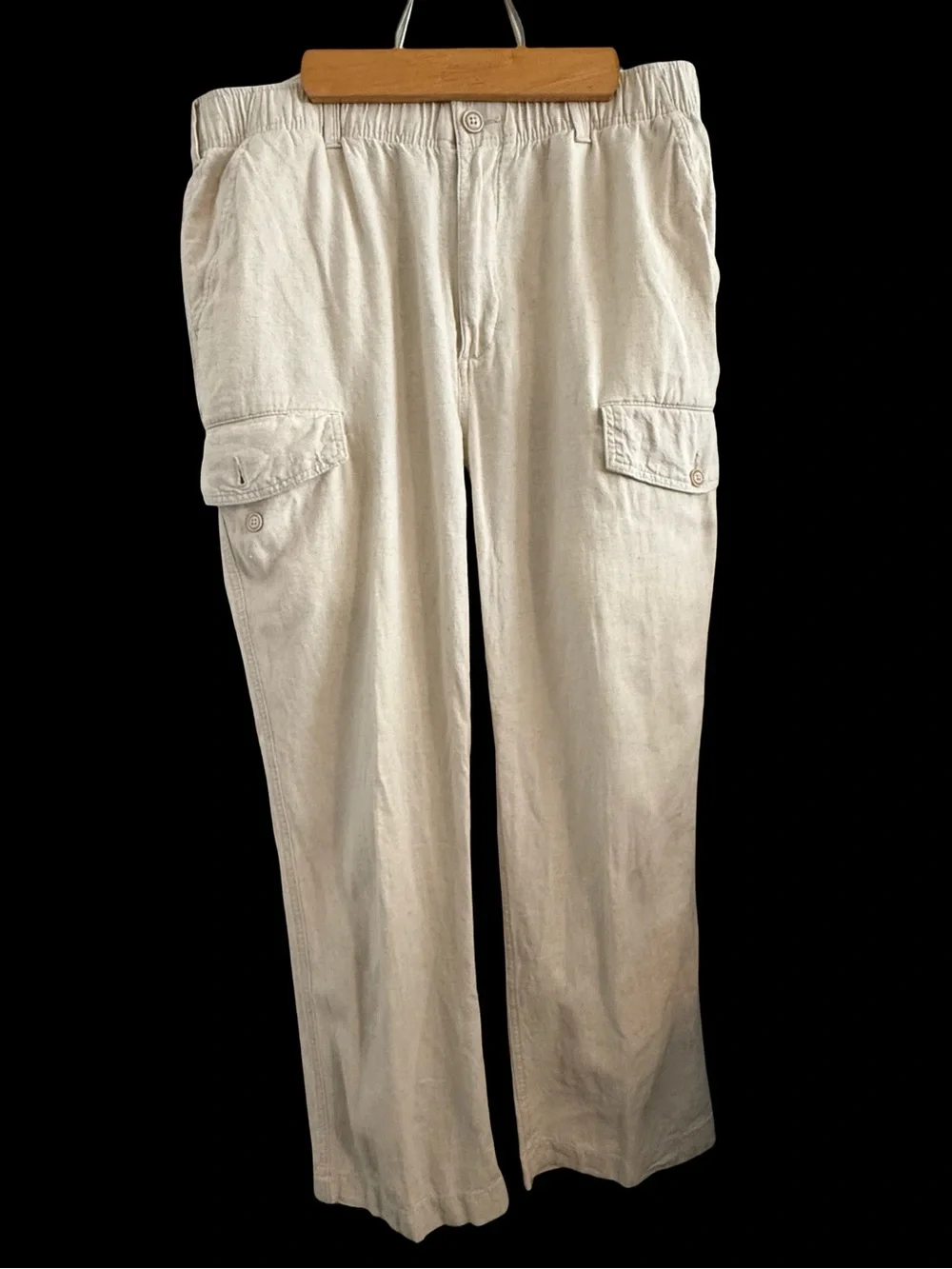 Roundtree & Yorke Linen Blend Mens Cargo Pants Costal Beachy Neutral